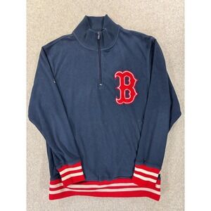 Boston Red Sox Half Zip‎ Stitched Logo Baseball Sweatshirt (Men's Medium) Blue